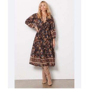 Evereve X Sundry dresses‎ Felicity Floral Midi dress Cottagecore Size 0/XS Boho